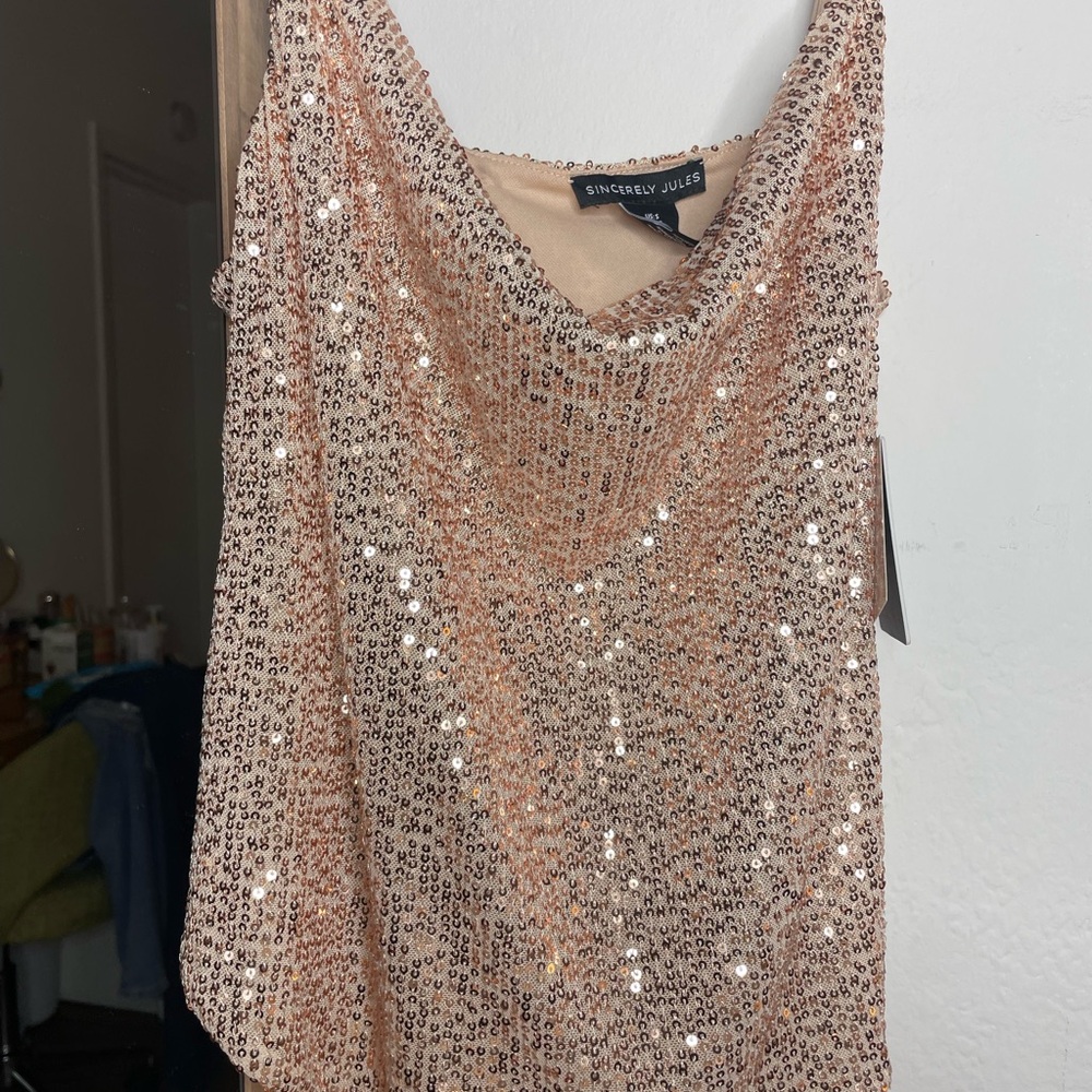 Sincerely Jules Peach Sequin Cami